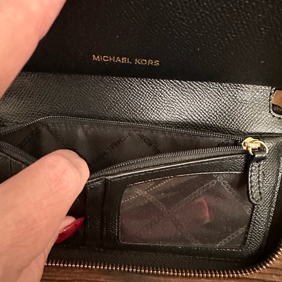 Michael Kors Black Leather Wristlet with Signature Gold Accents - Picture 7 of 7
